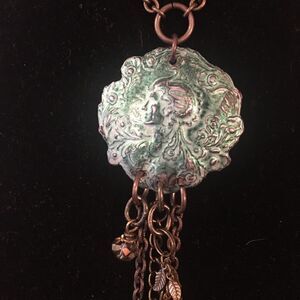 Hand crafted Charm Brass Embossed Tassel Necklace
